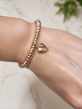 Rose Gold Heart Locket Slider Bracelet – Leather Cord with Heart Charm